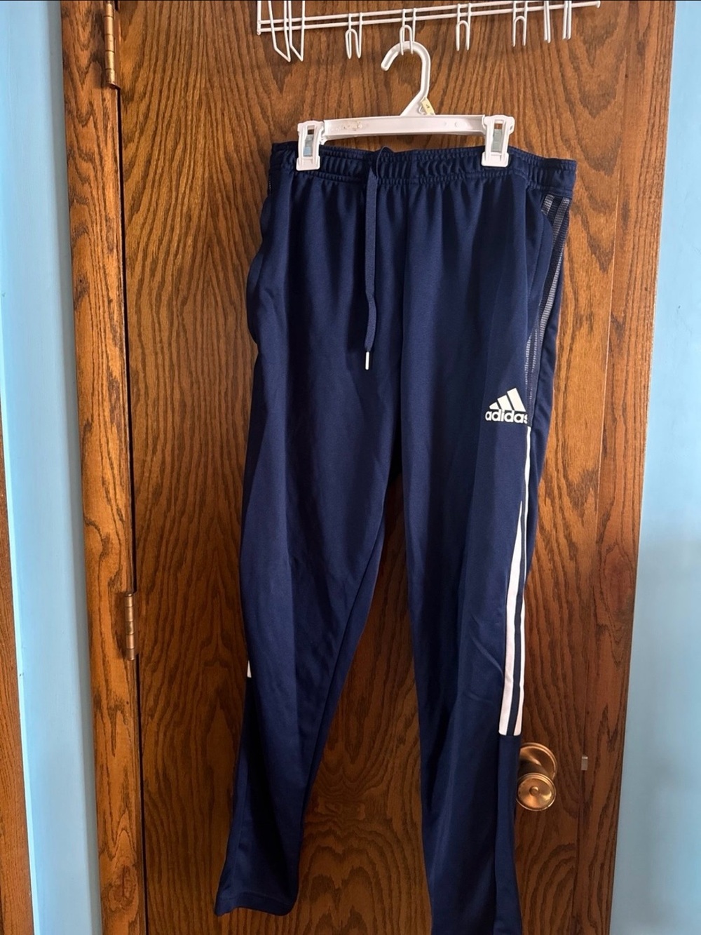 adidas Navy Joggers with White Side Stripes